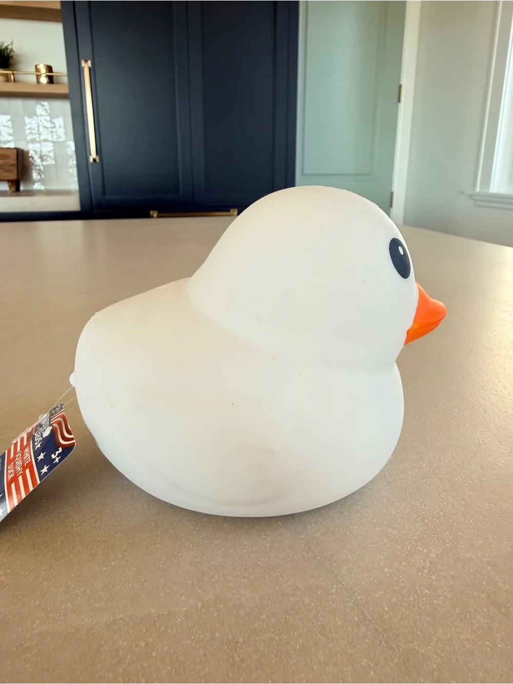 NWT Sunny Days Squeezy Americana Jumbo White Squishy Duck Stress Ball Toy 6”
